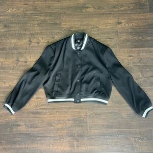 Black Varsity Jacket with White Trim